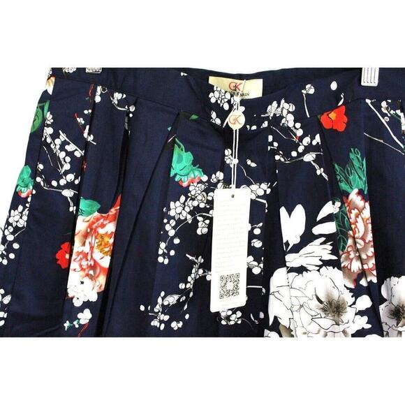 Grace Karin Peony Cherry Blossom Floral Skirt Vintage Style NWT Womens L Blue - Picture 2 of 4